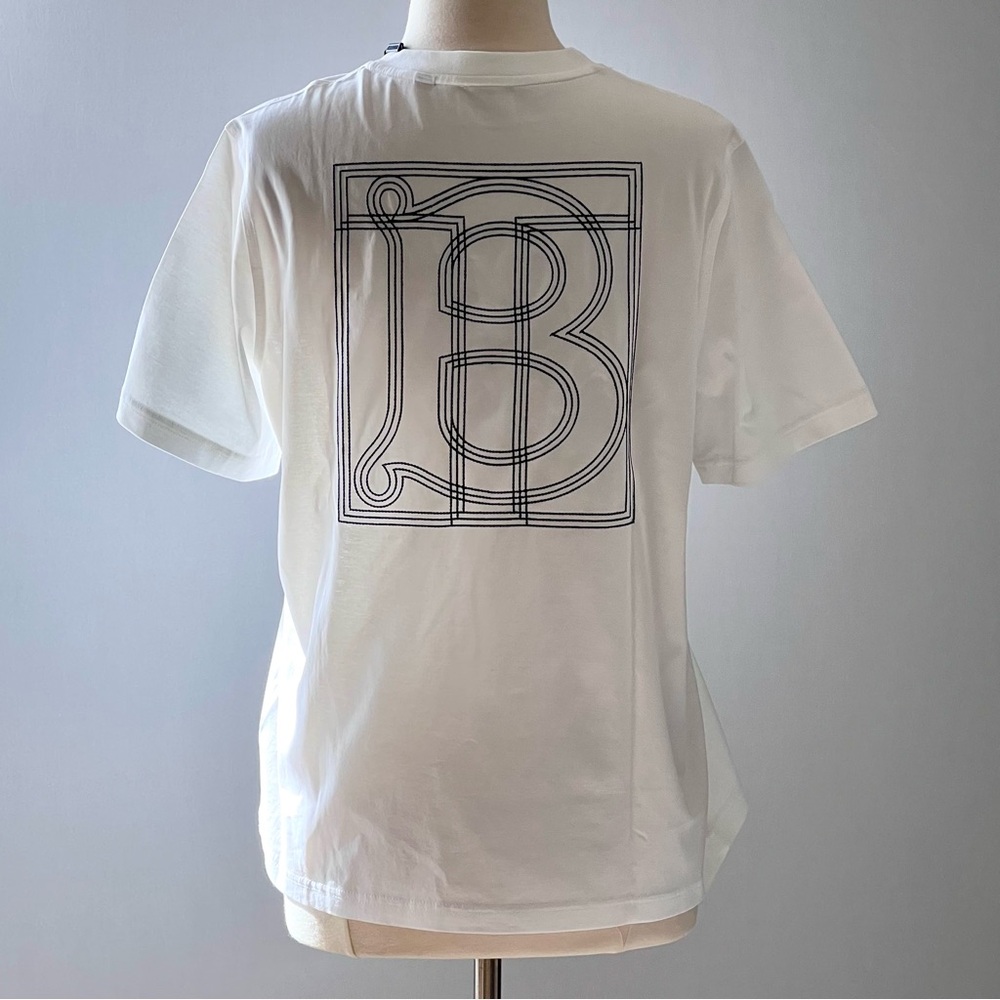 Burberry Short Sleeve Logo Cotton T Shirt in White